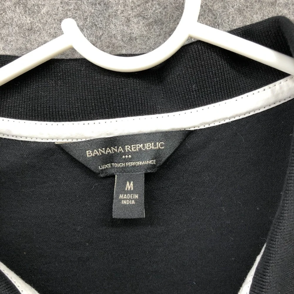 Banana Republic Luxe Touch Performance Polo Shirt Mens M‎ Black Short Sleeve